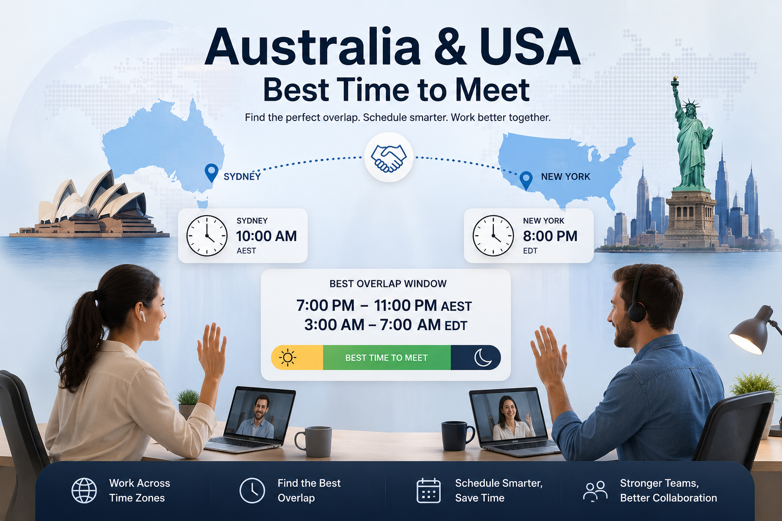 Australia and USA best time to meet