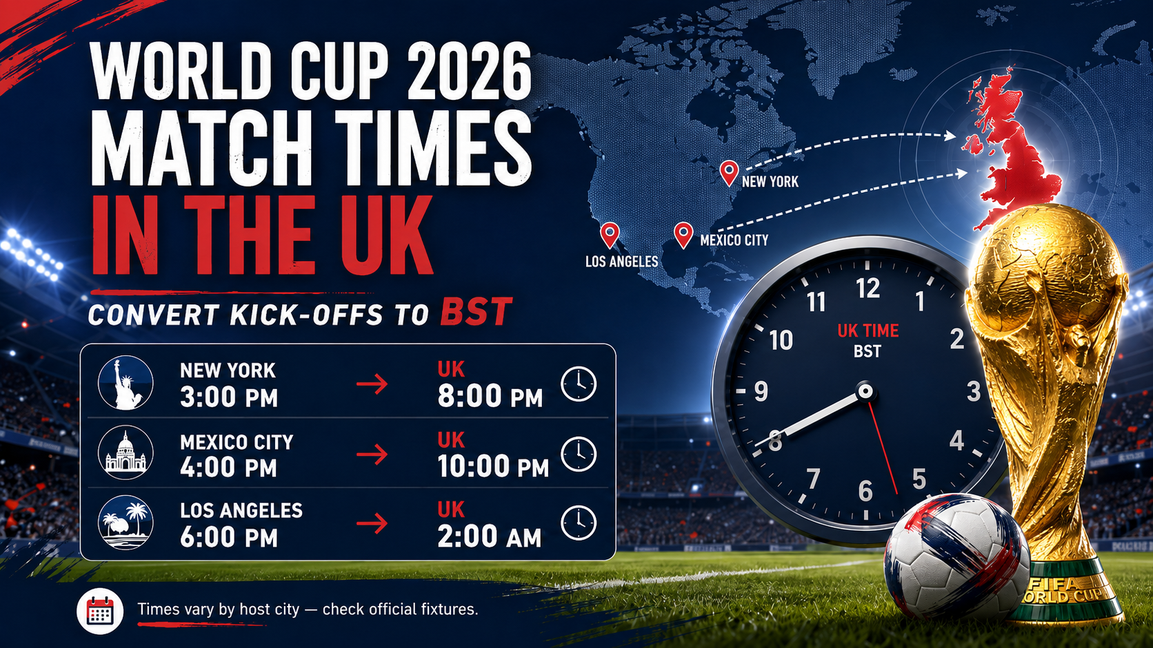 World Cup 2026 match times in the UK – BST kick-off conversion