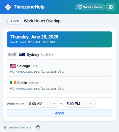 Work Hours Overlap view